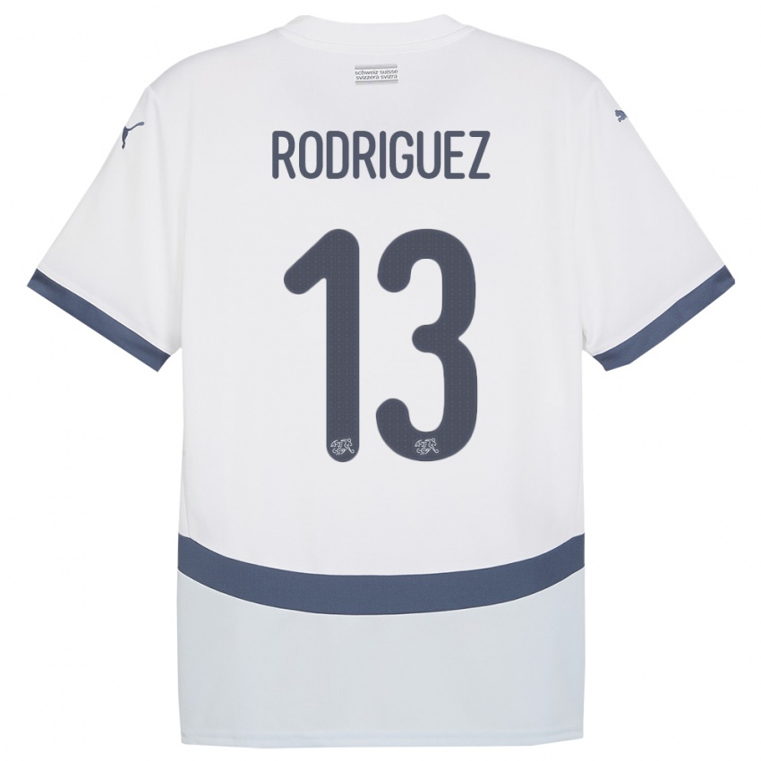 Kinder Schweiz Ricardo Rodriguez #13 Weiß Auswärtstrikot Trikot 24-26 T-Shirt