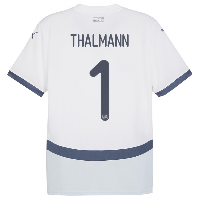 Kinder Schweiz Gaelle Thalmann #1 Weiß Auswärtstrikot Trikot 24-26 T-Shirt