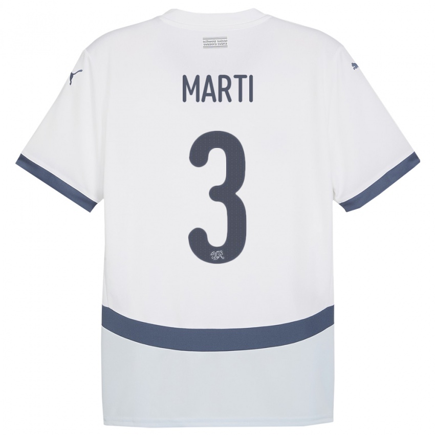 Kinder Schweiz Lara Marti #3 Weiß Auswärtstrikot Trikot 24-26 T-Shirt