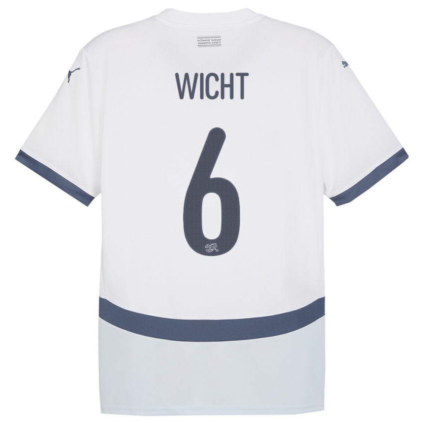Kinder Schweiz Nathan Wicht #6 Weiß Auswärtstrikot Trikot 24-26 T-Shirt