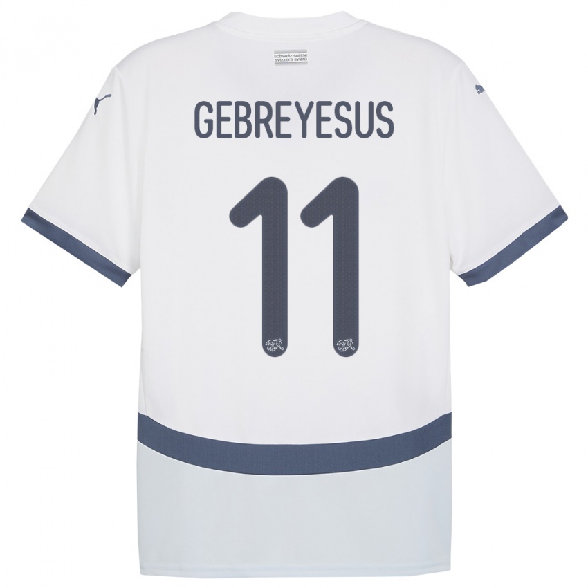 Kinder Schweiz Esey Gebreyesus #11 Weiß Auswärtstrikot Trikot 24-26 T-Shirt