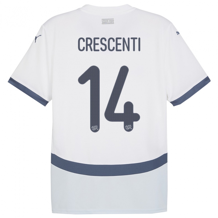 Kinder Schweiz Federico Crescenti #14 Weiß Auswärtstrikot Trikot 24-26 T-Shirt