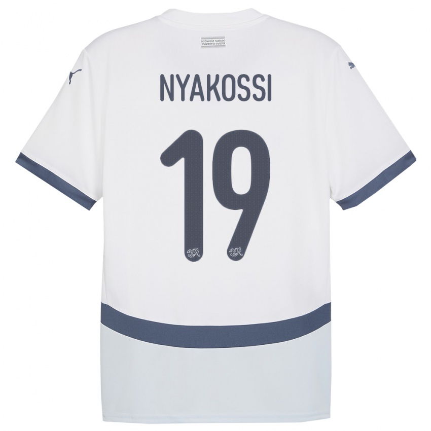 Kinder Schweiz Roggerio Nyakossi #19 Weiß Auswärtstrikot Trikot 24-26 T-Shirt