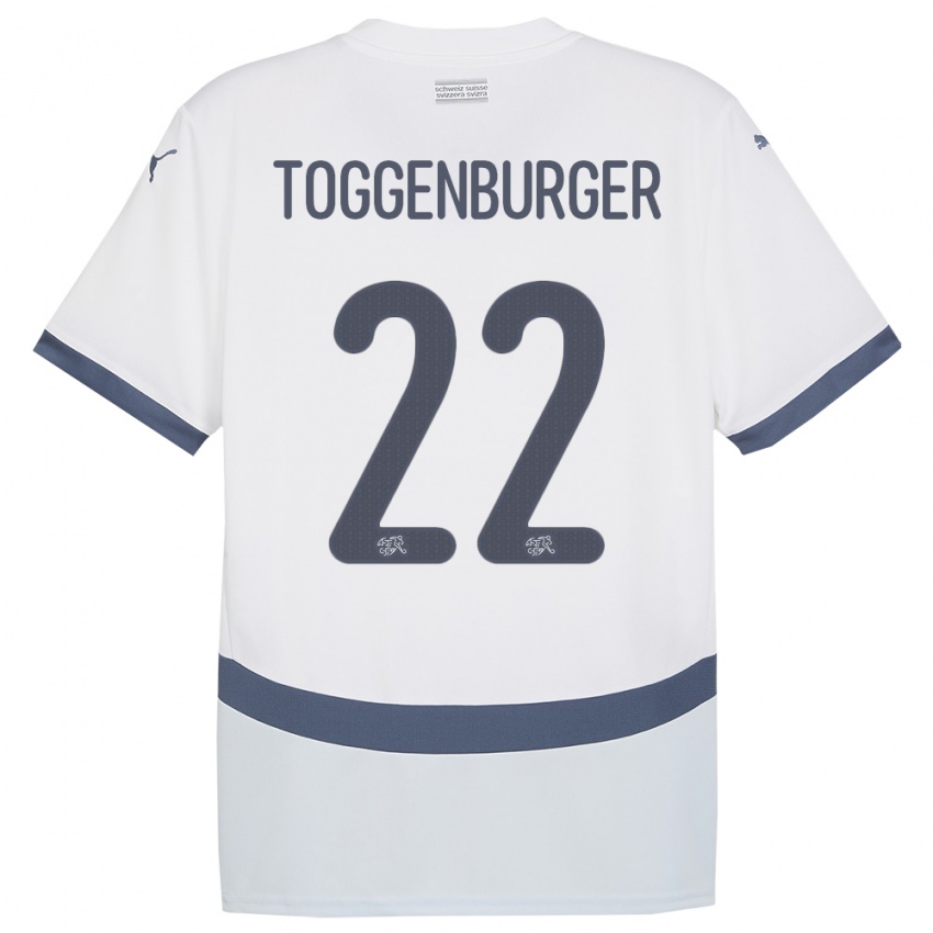 Kinder Schweiz Nando Toggenburger #22 Weiß Auswärtstrikot Trikot 24-26 T-Shirt