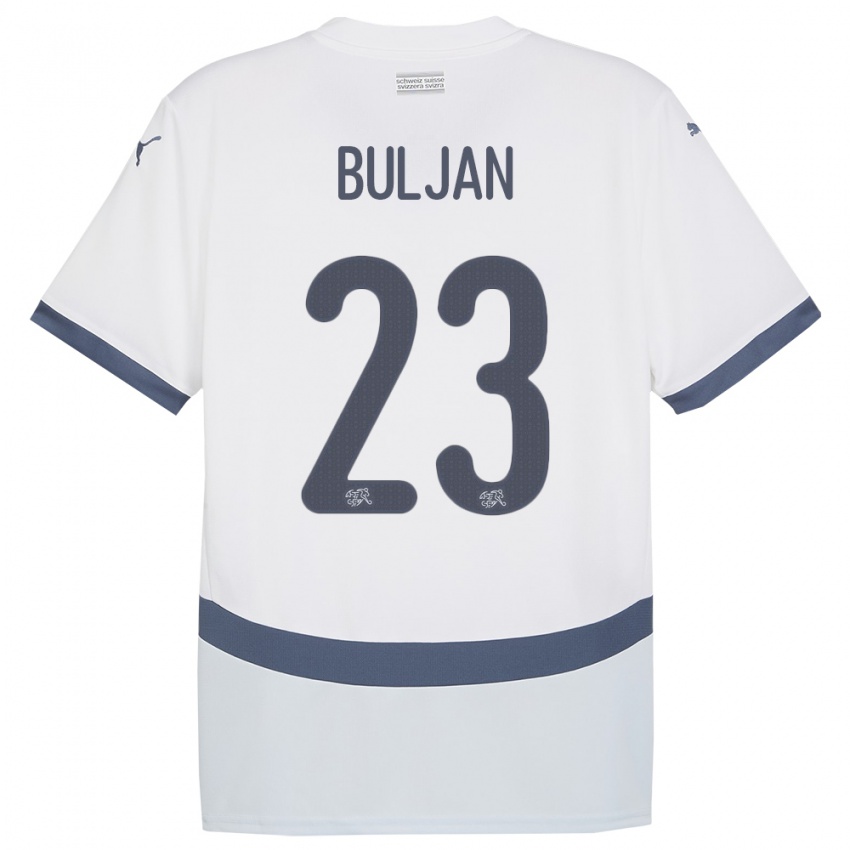 Kinder Schweiz Leo Buljan #23 Weiß Auswärtstrikot Trikot 24-26 T-Shirt