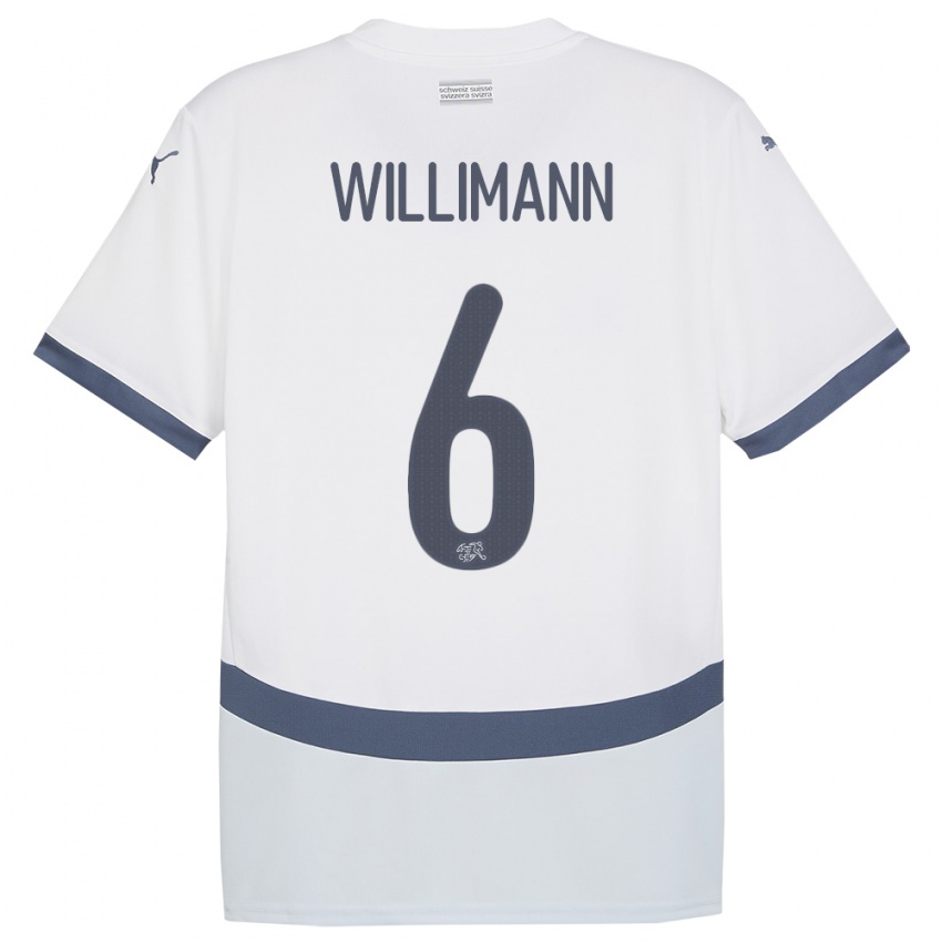 Kinder Schweiz Mauricio Willimann #6 Weiß Auswärtstrikot Trikot 24-26 T-Shirt