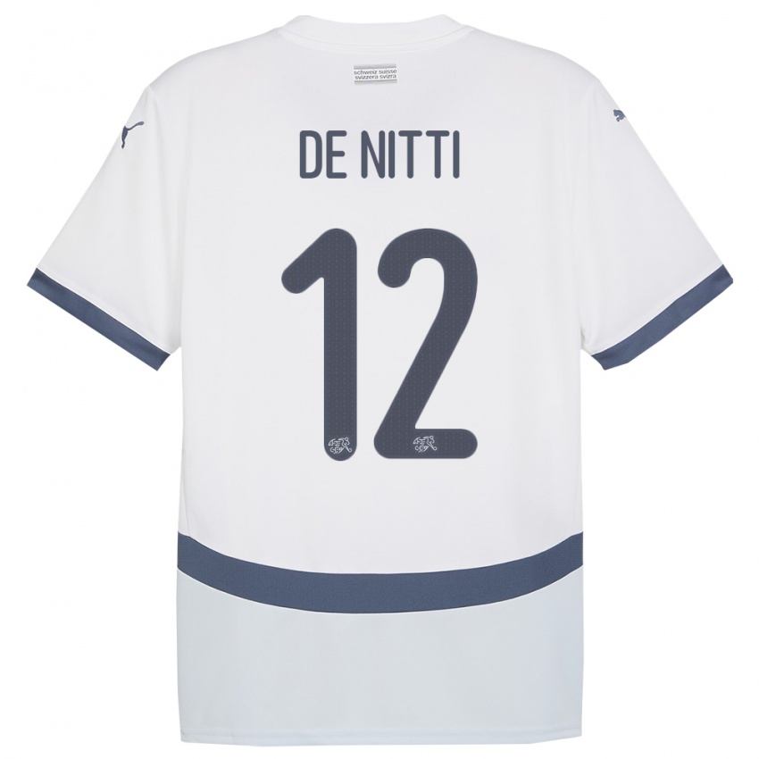 Kinder Schweiz Gianni De Nitti #12 Weiß Auswärtstrikot Trikot 24-26 T-Shirt