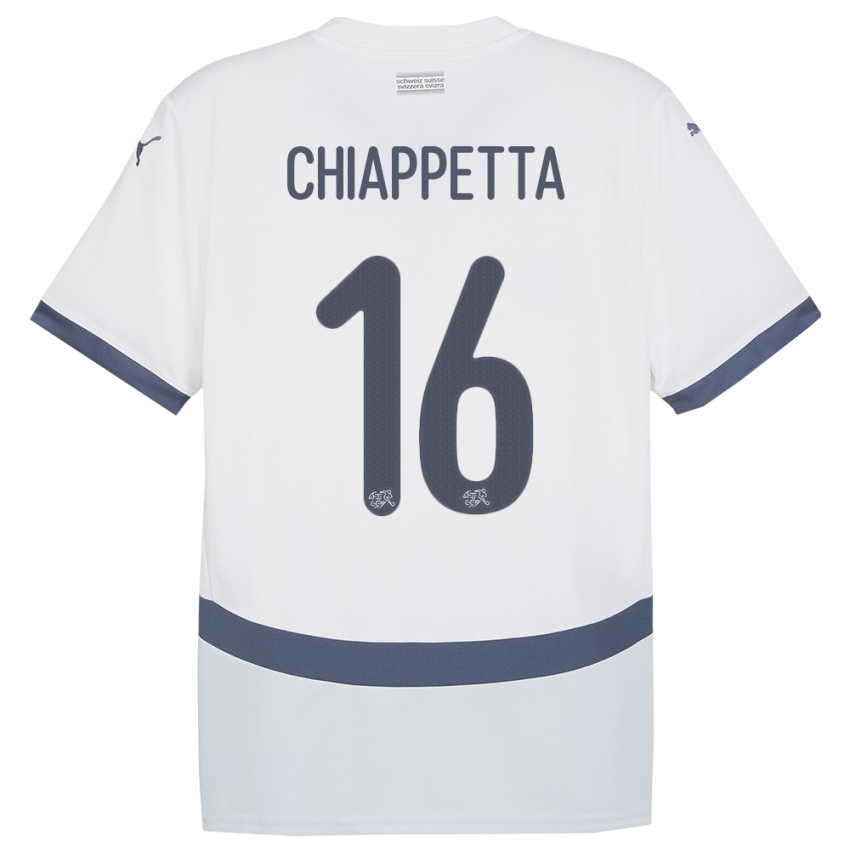 Kinder Schweiz Carmine Chiappetta #16 Weiß Auswärtstrikot Trikot 24-26 T-Shirt