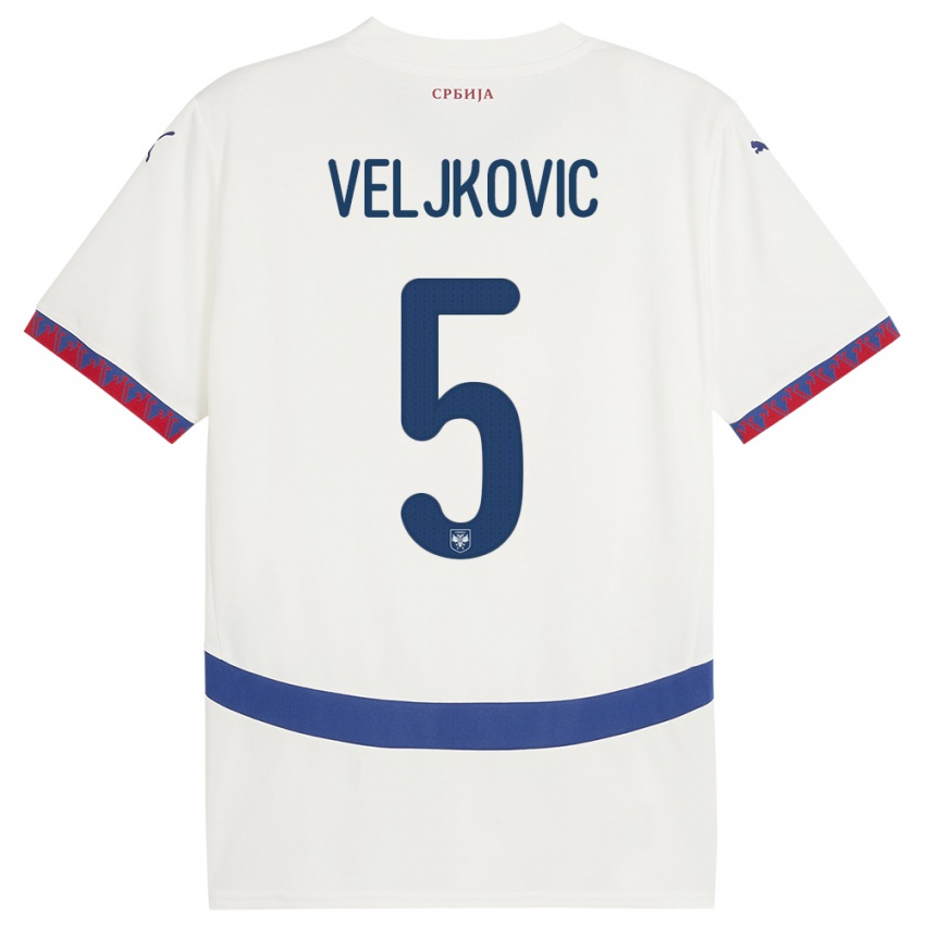 Kinder Serbien Milos Veljkovic #5 Weiß Auswärtstrikot Trikot 24-26 T-Shirt