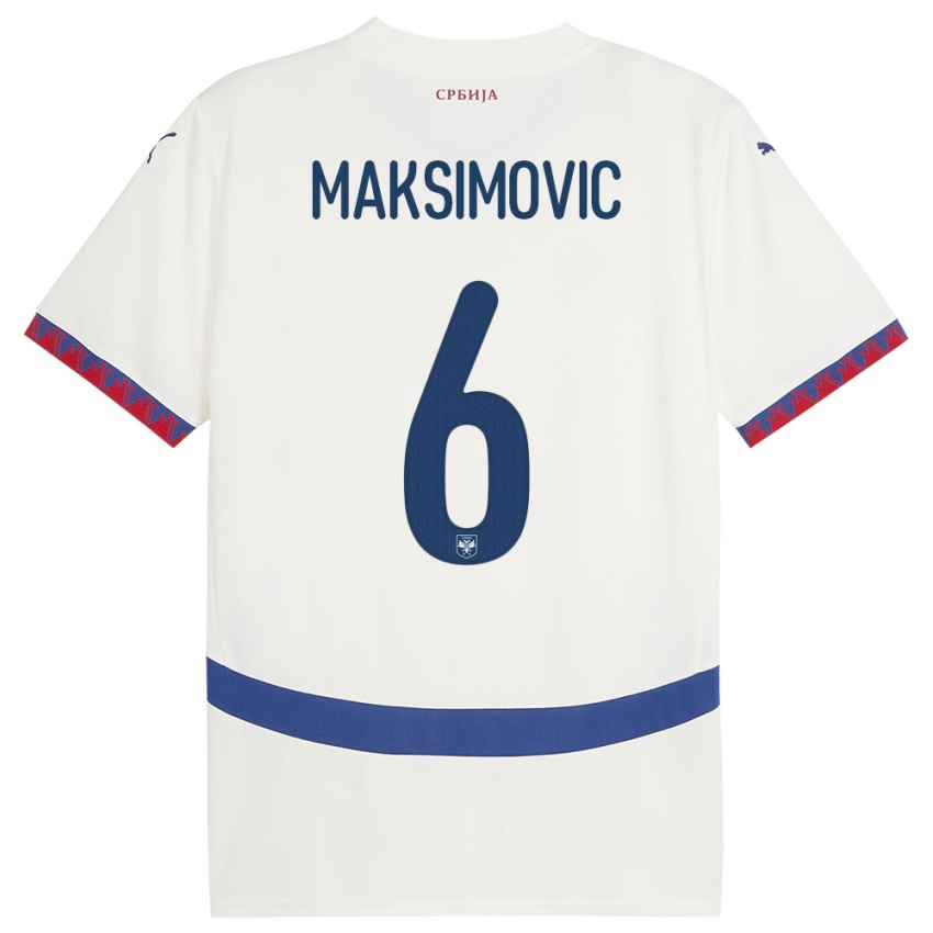 Kinder Serbien Nemanja Maksimovic #6 Weiß Auswärtstrikot Trikot 24-26 T-Shirt