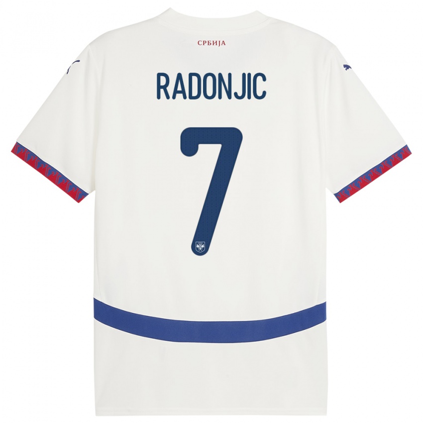 Kinder Serbien Nemanja Radonjic #7 Weiß Auswärtstrikot Trikot 24-26 T-Shirt