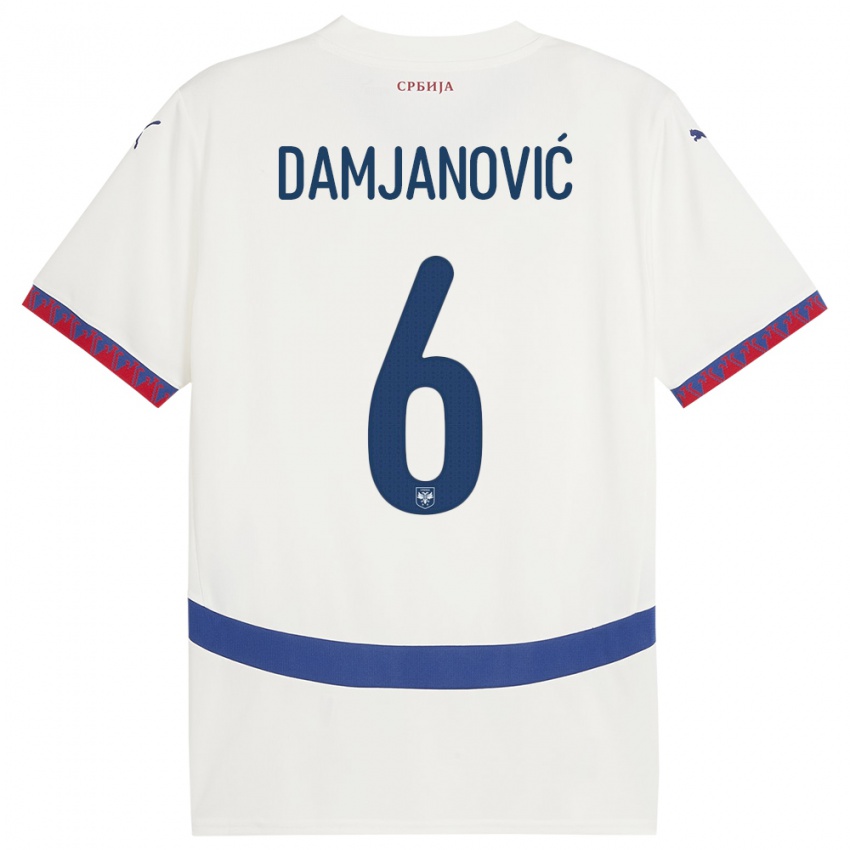 Kinder Serbien Nevena Damjanovic #6 Weiß Auswärtstrikot Trikot 24-26 T-Shirt