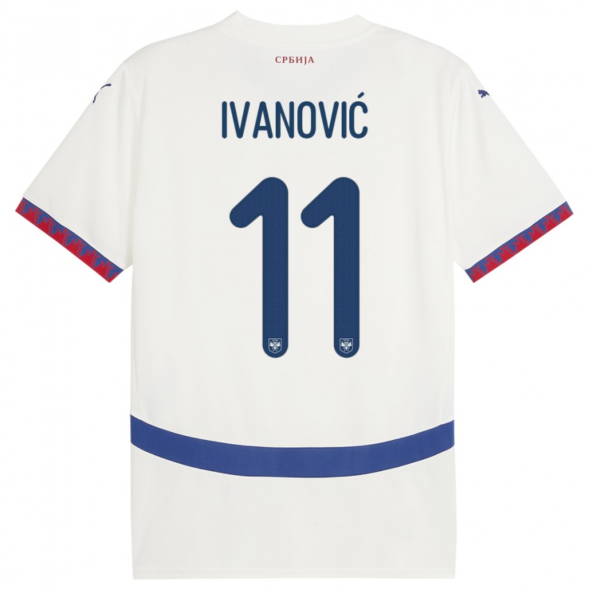 Kinder Serbien Miljana Ivanovic #11 Weiß Auswärtstrikot Trikot 24-26 T-Shirt
