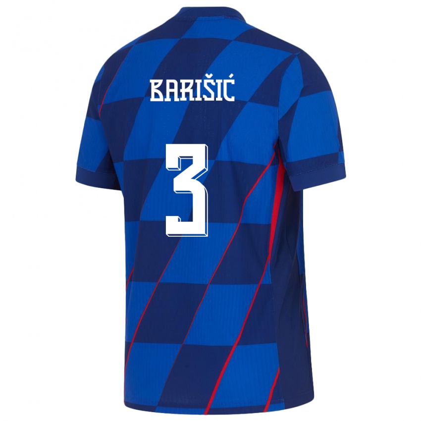 Kinder Kroatien Borna Barisic #3 Blau Auswärtstrikot Trikot 24-26 T-Shirt