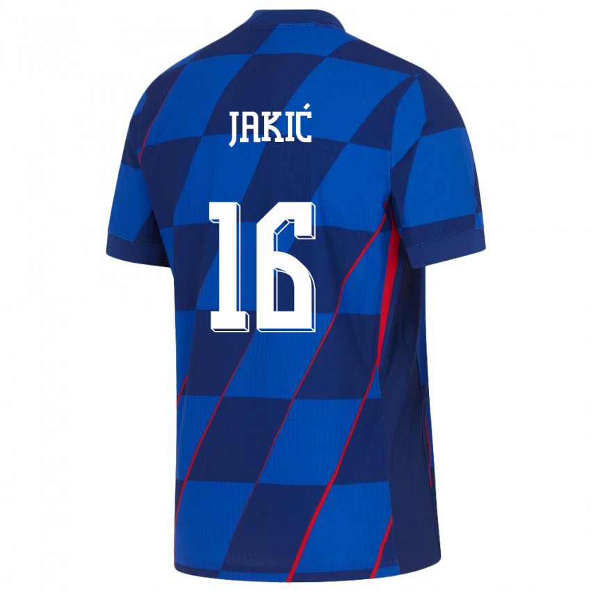 Kinder Kroatien Kristijan Jakic #16 Blau Auswärtstrikot Trikot 24-26 T-Shirt