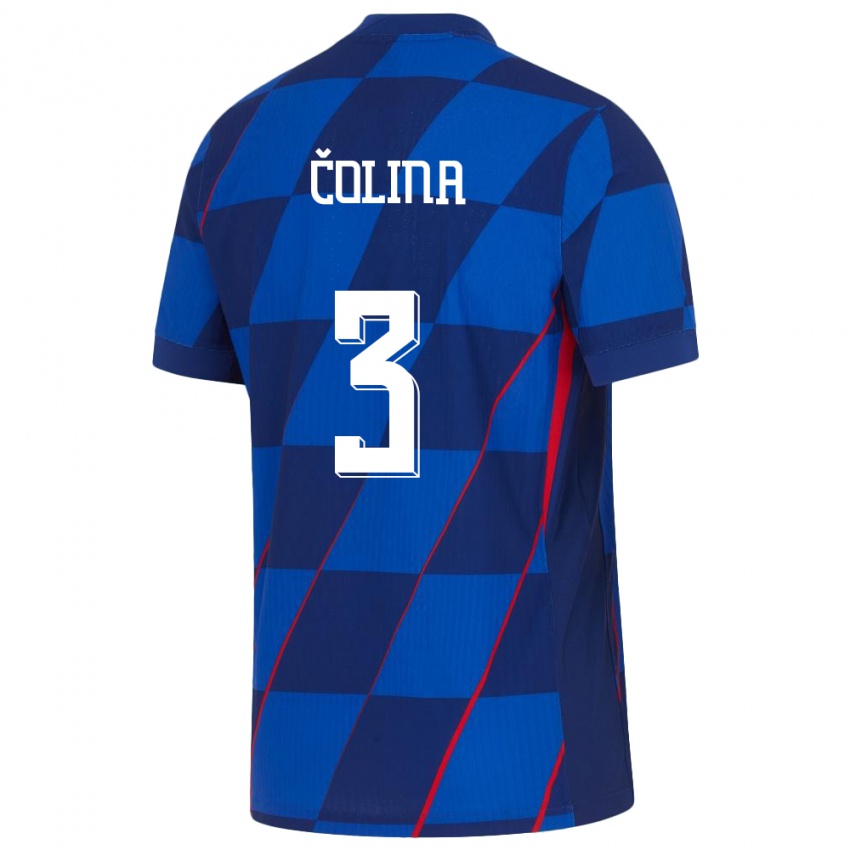 Kinder Kroatien David Colina #3 Blau Auswärtstrikot Trikot 24-26 T-Shirt