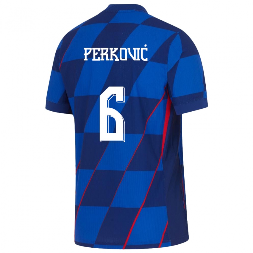 Kinder Kroatien Mauro Perkovic #6 Blau Auswärtstrikot Trikot 24-26 T-Shirt