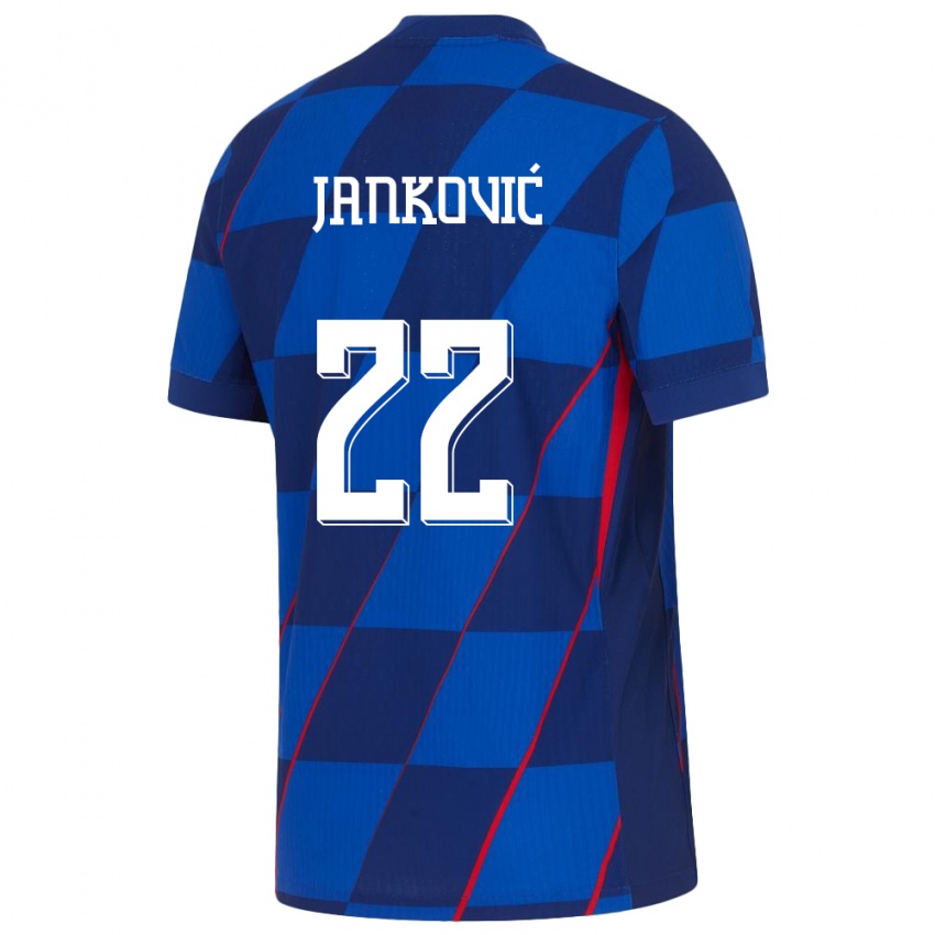 Kinder Kroatien Niko Jankovic #22 Blau Auswärtstrikot Trikot 24-26 T-Shirt