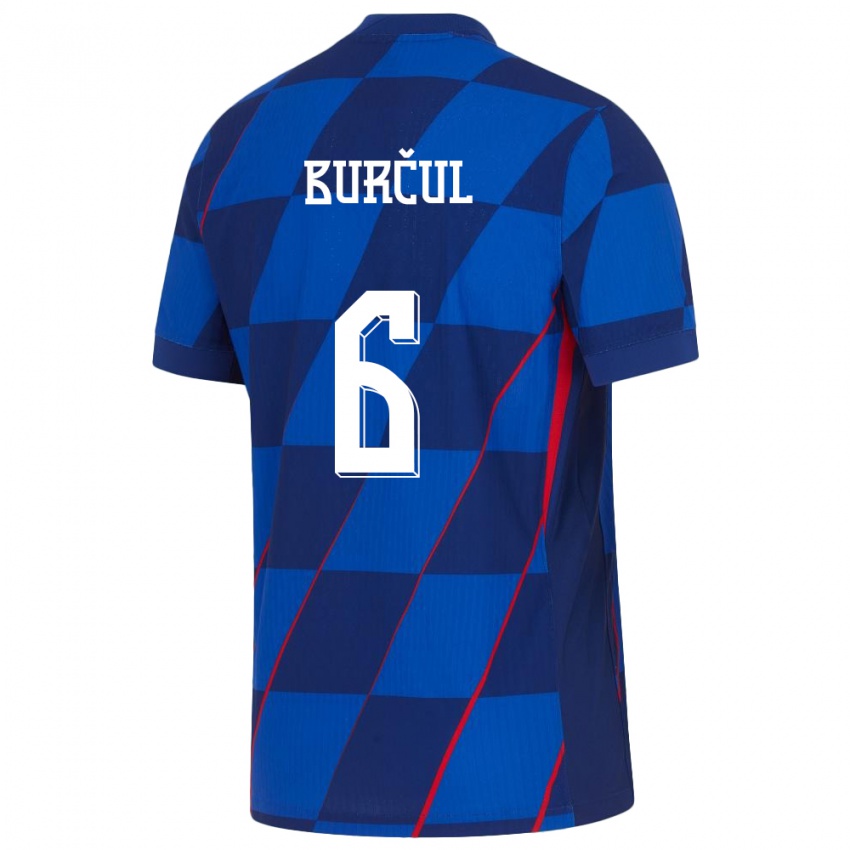 Kinder Kroatien Bruno Burcul #6 Blau Auswärtstrikot Trikot 24-26 T-Shirt