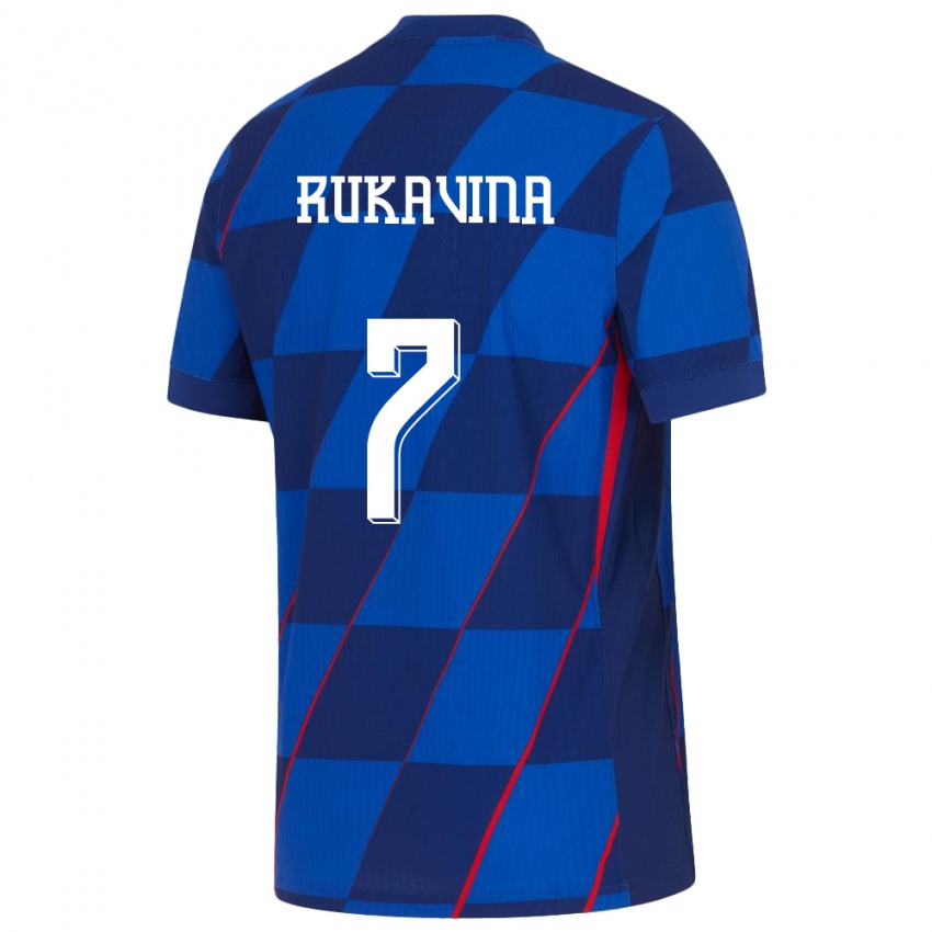 Kinder Kroatien Gabriel Rukavina #7 Blau Auswärtstrikot Trikot 24-26 T-Shirt