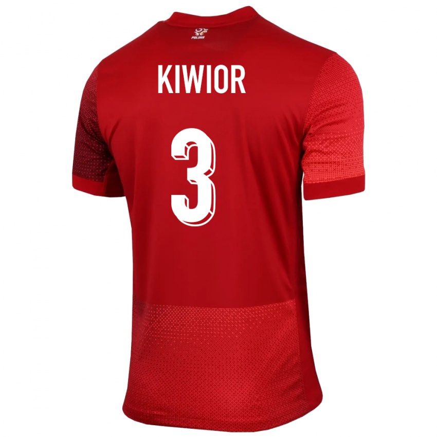Kinder Polen Jakub Kiwior #3 Rot Auswärtstrikot Trikot 24-26 T-Shirt