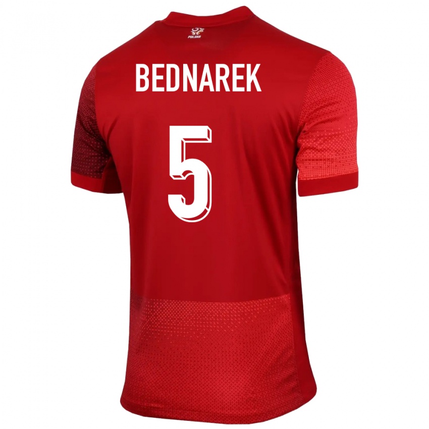 Kinder Polen Jan Bednarek #5 Rot Auswärtstrikot Trikot 24-26 T-Shirt