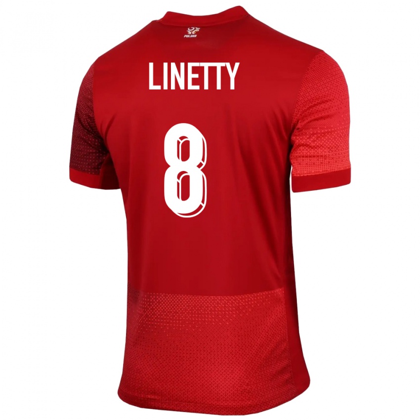 Kinder Polen Karol Linetty #8 Rot Auswärtstrikot Trikot 24-26 T-Shirt
