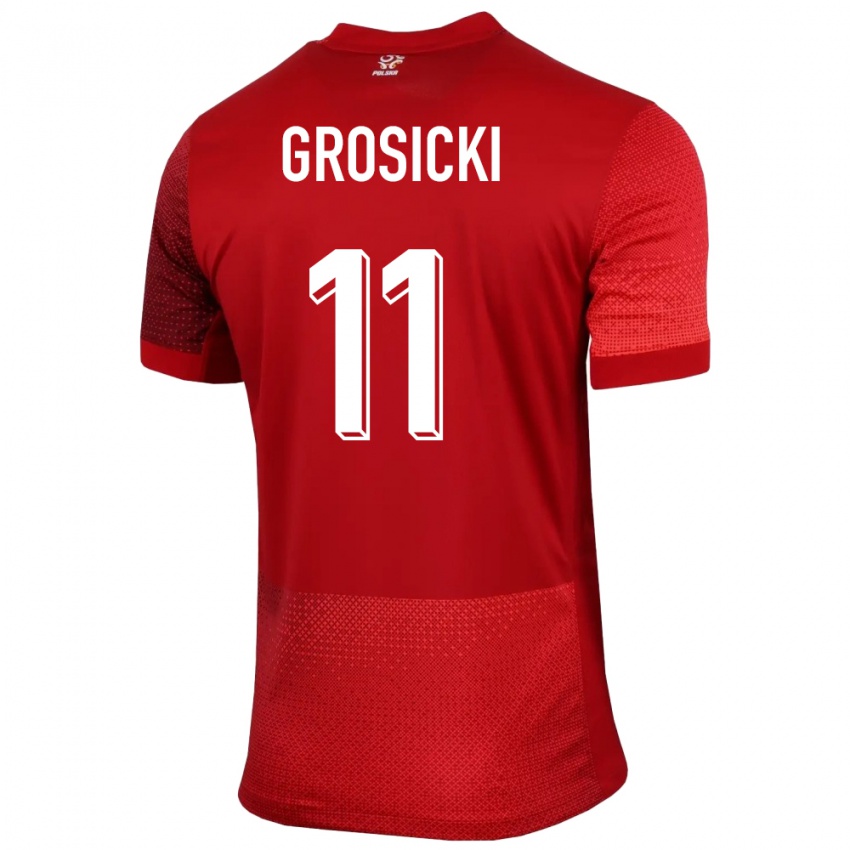 Kinder Polen Kamil Grosicki #11 Rot Auswärtstrikot Trikot 24-26 T-Shirt