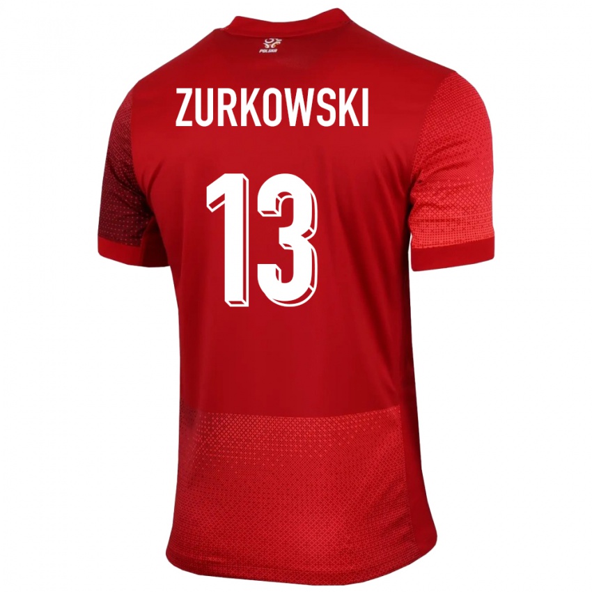 Kinder Polen Szymon Zurkowski #13 Rot Auswärtstrikot Trikot 24-26 T-Shirt