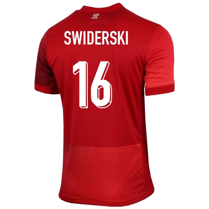 Kinder Polen Karol Swiderski #16 Rot Auswärtstrikot Trikot 24-26 T-Shirt