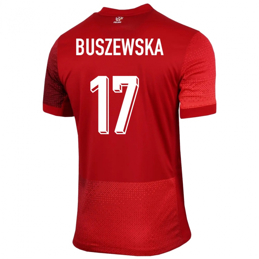 Kinder Polen Zofia Buszewska #17 Rot Auswärtstrikot Trikot 24-26 T-Shirt