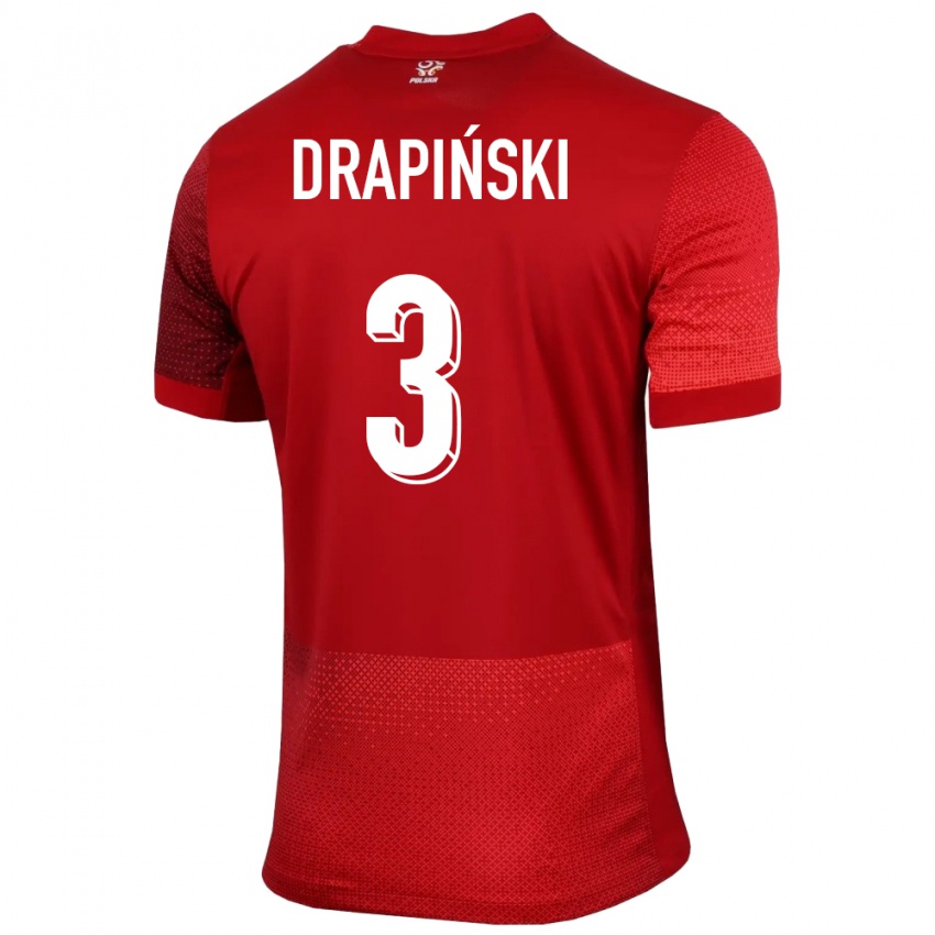 Kinder Polen Igor Drapinski #3 Rot Auswärtstrikot Trikot 24-26 T-Shirt