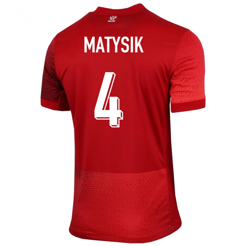 Kinder Polen Milosz Matysik #4 Rot Auswärtstrikot Trikot 24-26 T-Shirt