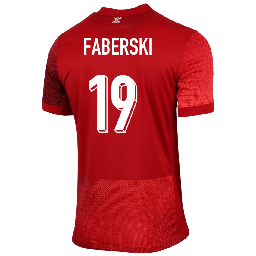 Kinder Polen Jan Faberski #19 Rot Auswärtstrikot Trikot 24-26 T-Shirt