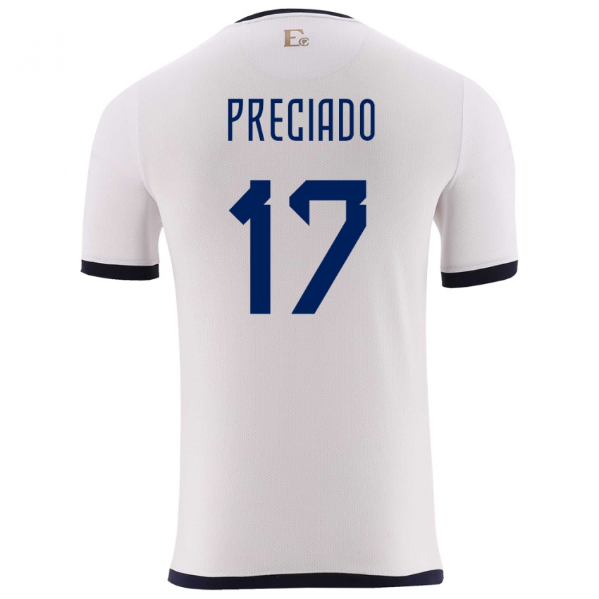 Kinder Ecuador Angelo Preciado #17 Weiß Auswärtstrikot Trikot 24-26 T-Shirt