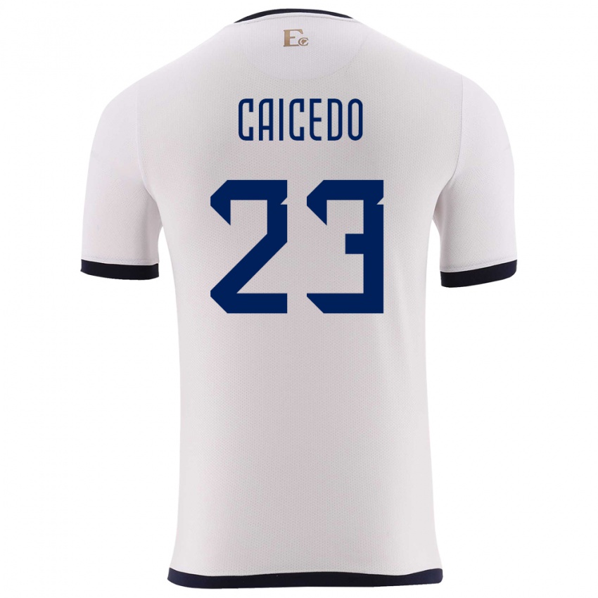 Kinder Ecuador Moises Caicedo #23 Weiß Auswärtstrikot Trikot 24-26 T-Shirt