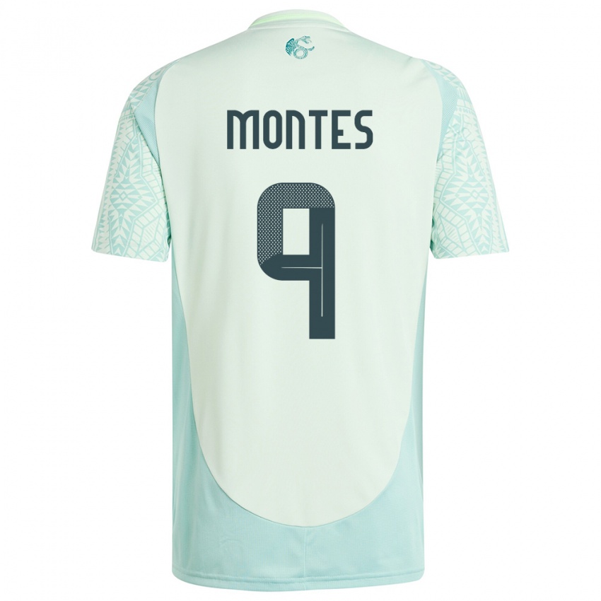 Kinder Mexiko Cesar Montes #9 Leinengrün Auswärtstrikot Trikot 24-26 T-Shirt