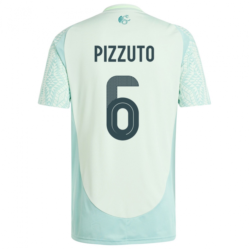 Kinder Mexiko Eugenio Pizzuto #6 Leinengrün Auswärtstrikot Trikot 24-26 T-Shirt