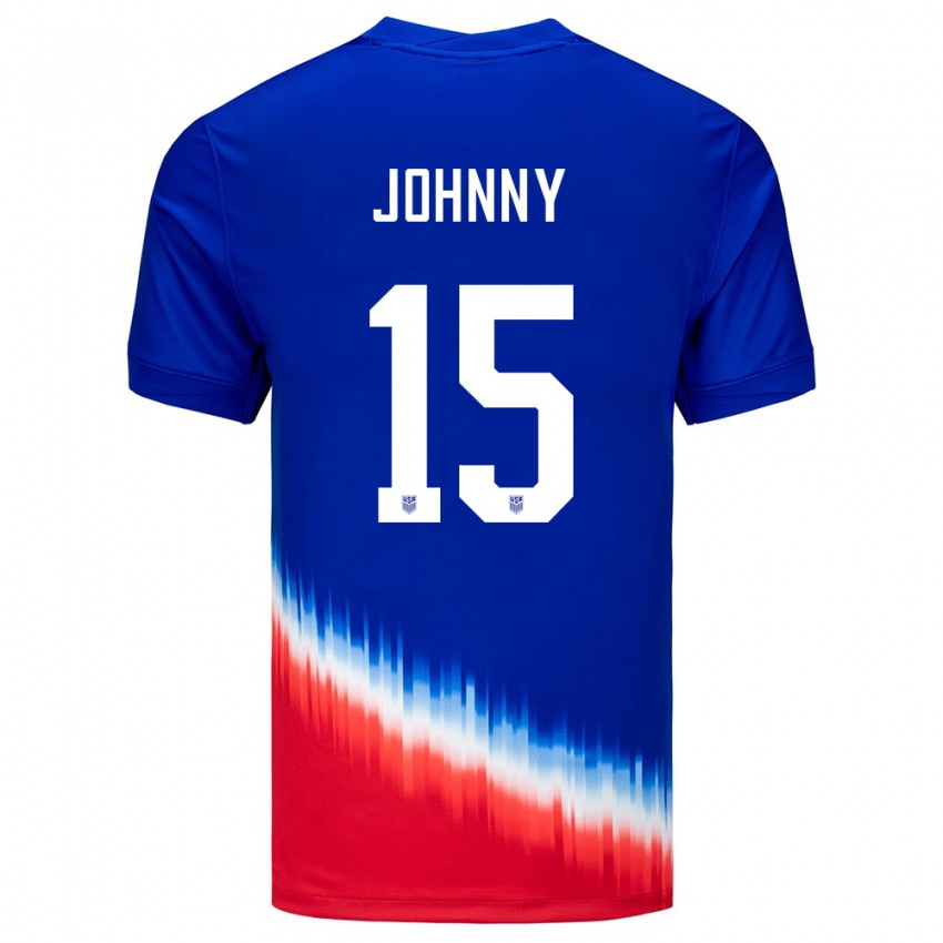 Kinder Vereinigte Staaten Johnny #15 Blau Auswärtstrikot Trikot 24-26 T-Shirt