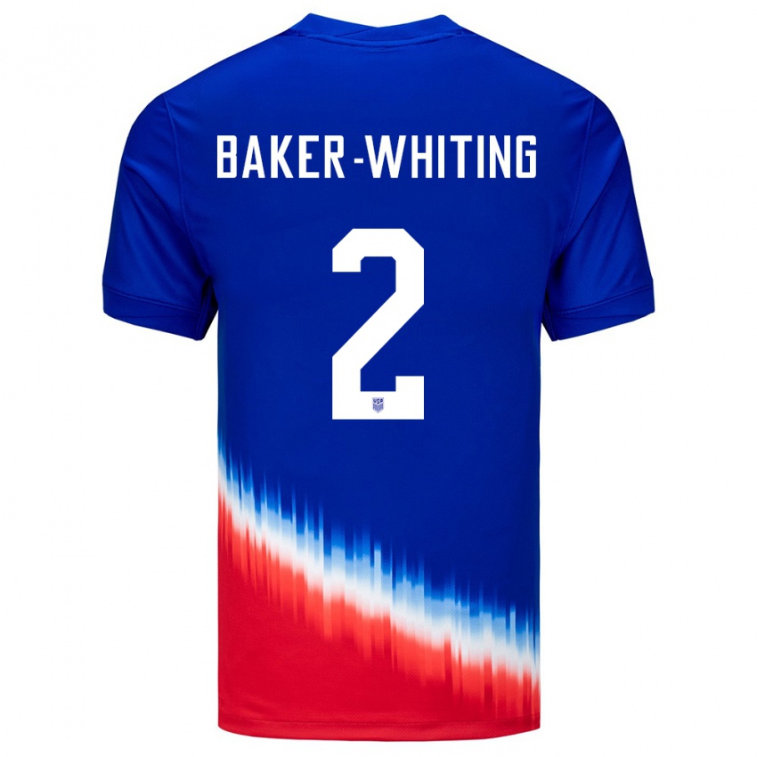 Kinder Vereinigte Staaten Reed Baker Whiting #2 Blau Auswärtstrikot Trikot 24-26 T-Shirt