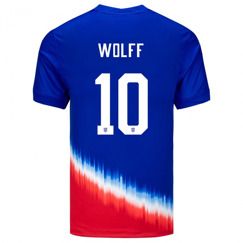 Kinder Vereinigte Staaten Owen Wolff #10 Blau Auswärtstrikot Trikot 24-26 T-Shirt