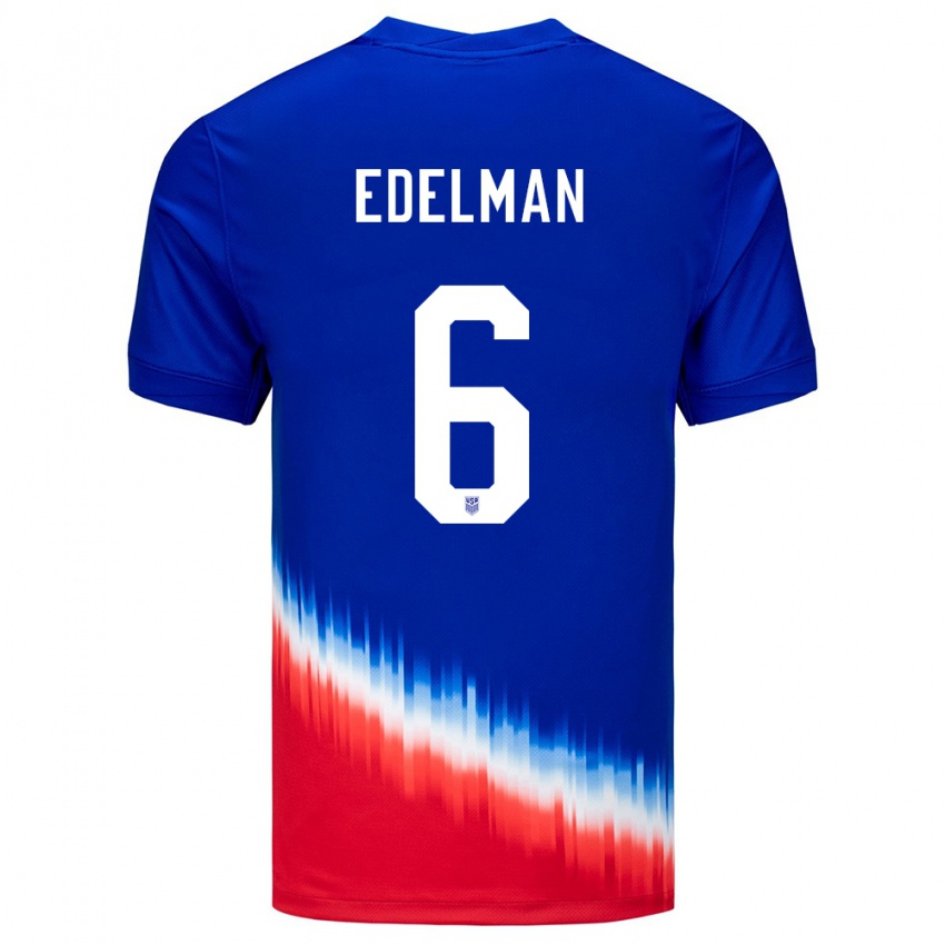 Kinder Vereinigte Staaten Daniel Edelman #6 Blau Auswärtstrikot Trikot 24-26 T-Shirt