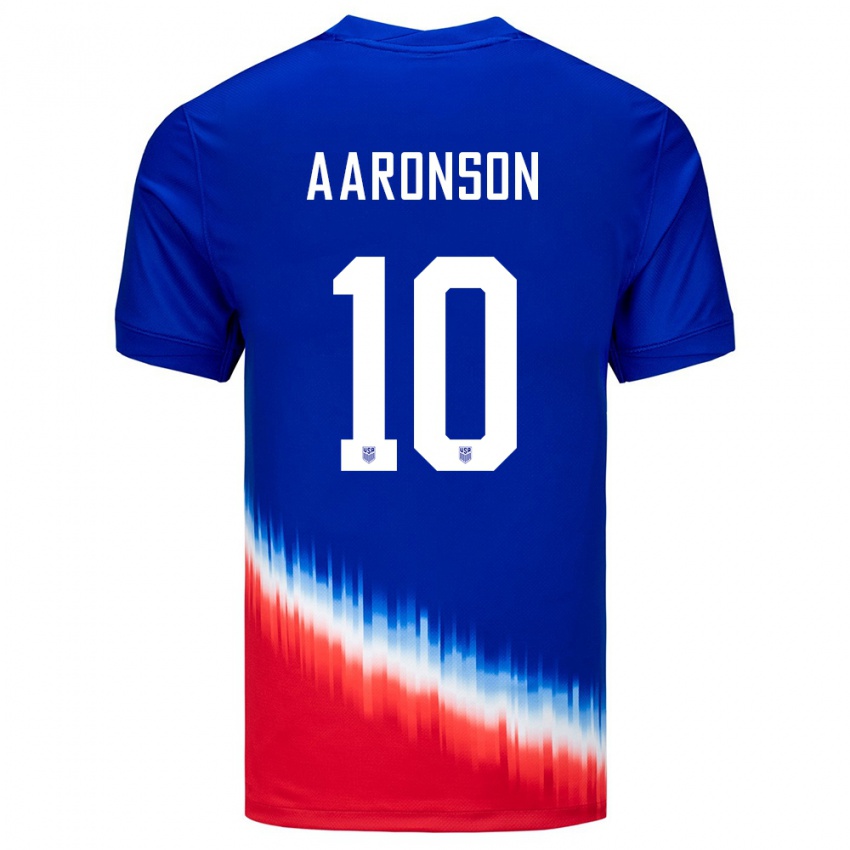 Kinder Vereinigte Staaten Paxten Aaronson #10 Blau Auswärtstrikot Trikot 24-26 T-Shirt