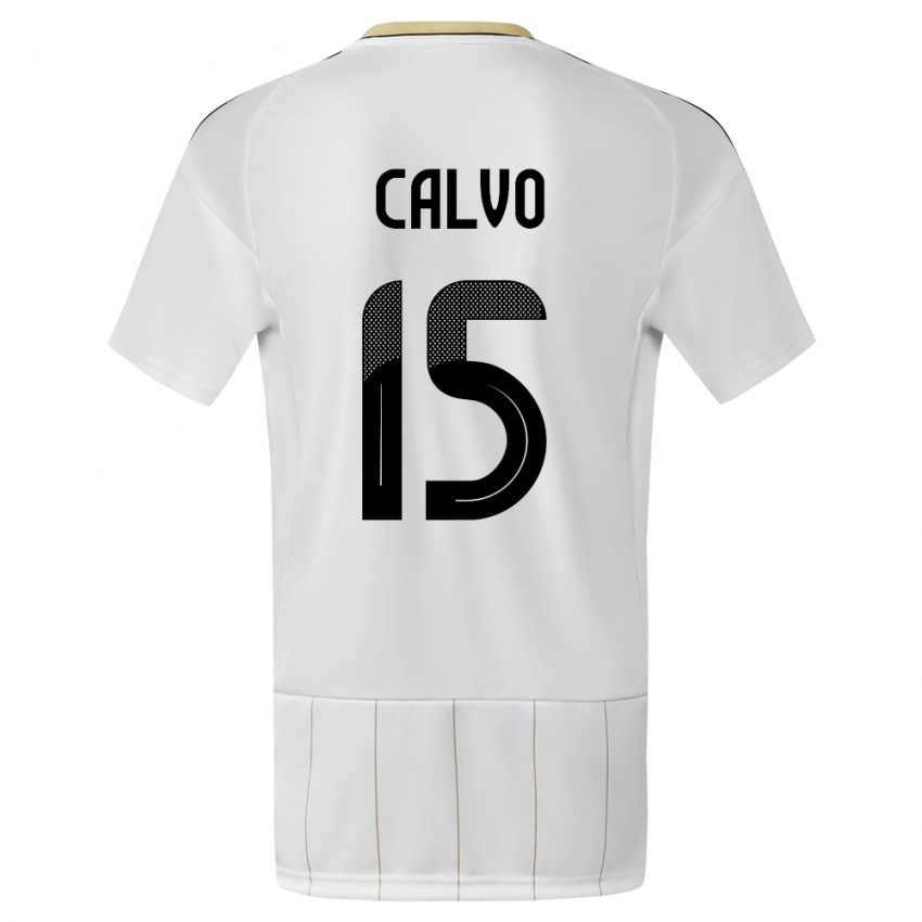 Kinder Costa Rica Francisco Calvo #15 Weiß Auswärtstrikot Trikot 24-26 T-Shirt
