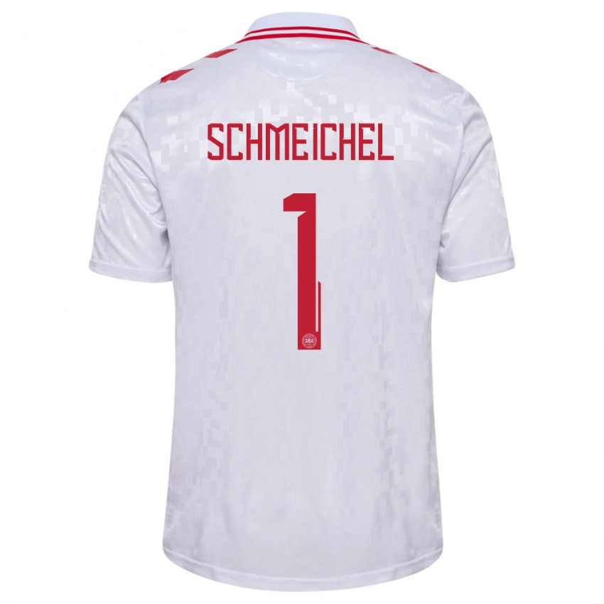 Kinder Dänemark Kasper Schmeichel #1 Weiß Auswärtstrikot Trikot 24-26 T-Shirt