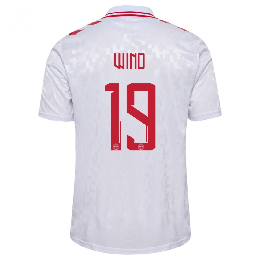 Kinder Dänemark Jonas Wind #19 Weiß Auswärtstrikot Trikot 24-26 T-Shirt