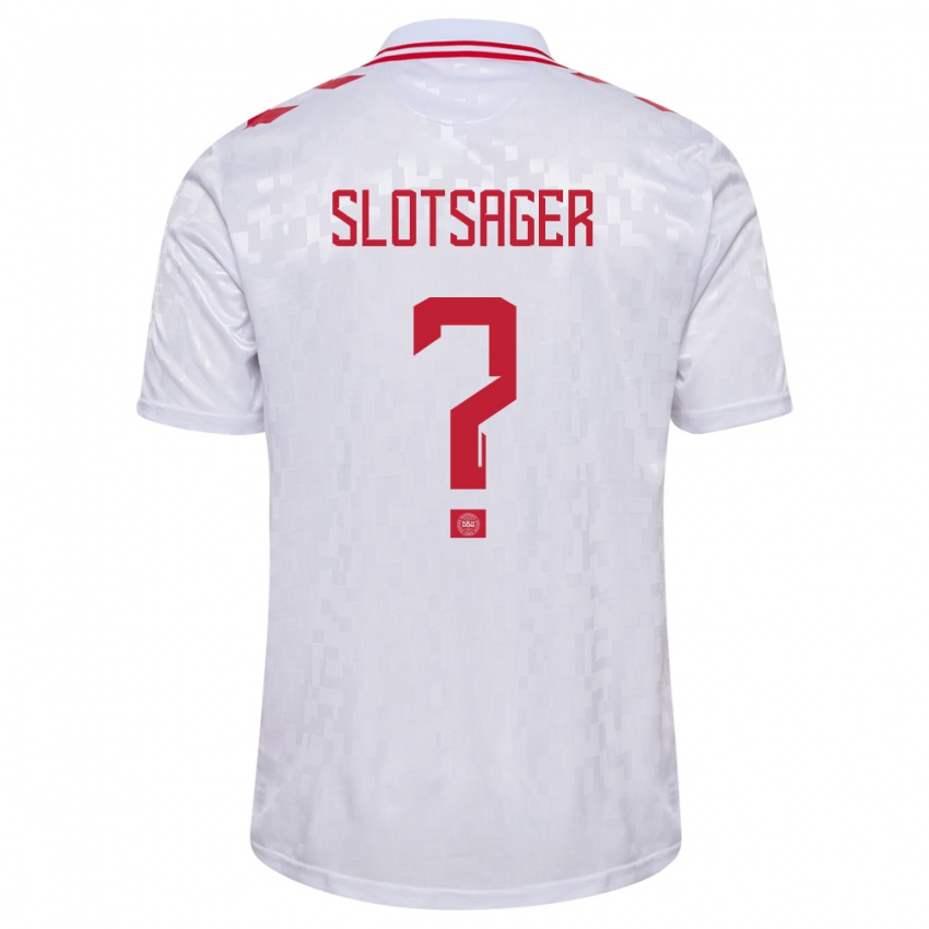 Kinder Dänemark Tobias Slotsager #0 Weiß Auswärtstrikot Trikot 24-26 T-Shirt