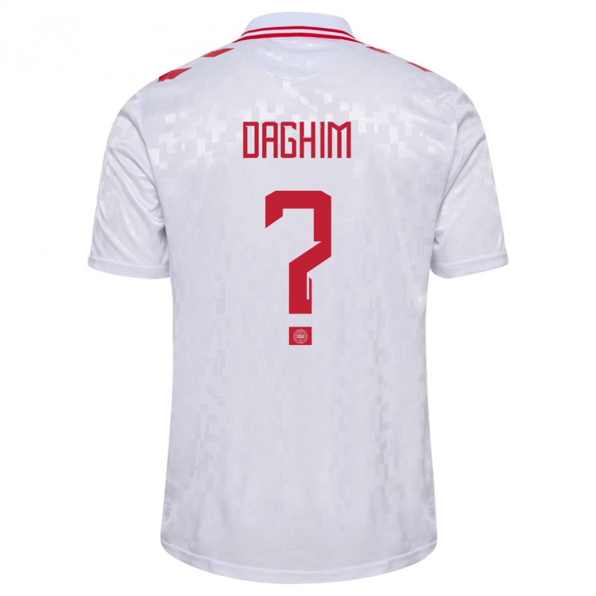 Kinder Dänemark Adam Daghim #0 Weiß Auswärtstrikot Trikot 24-26 T-Shirt