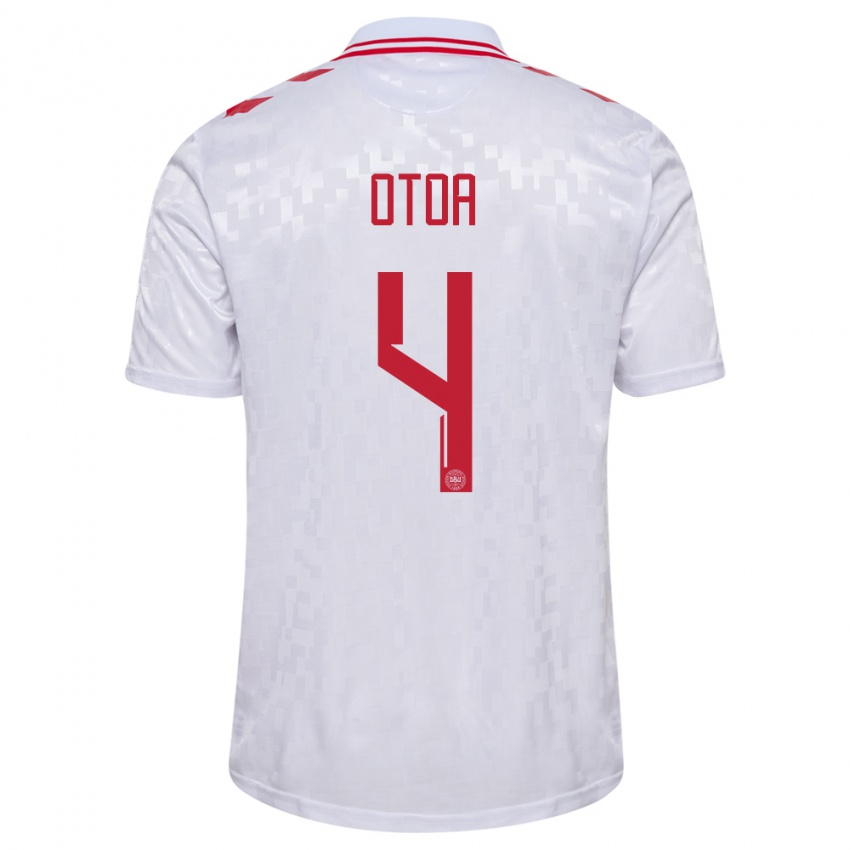 Kinder Dänemark Sebastian Otoa #4 Weiß Auswärtstrikot Trikot 24-26 T-Shirt