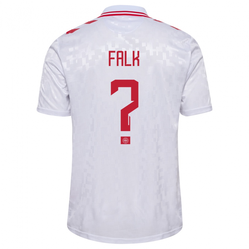 Kinder Dänemark Lukas Falk #0 Weiß Auswärtstrikot Trikot 24-26 T-Shirt